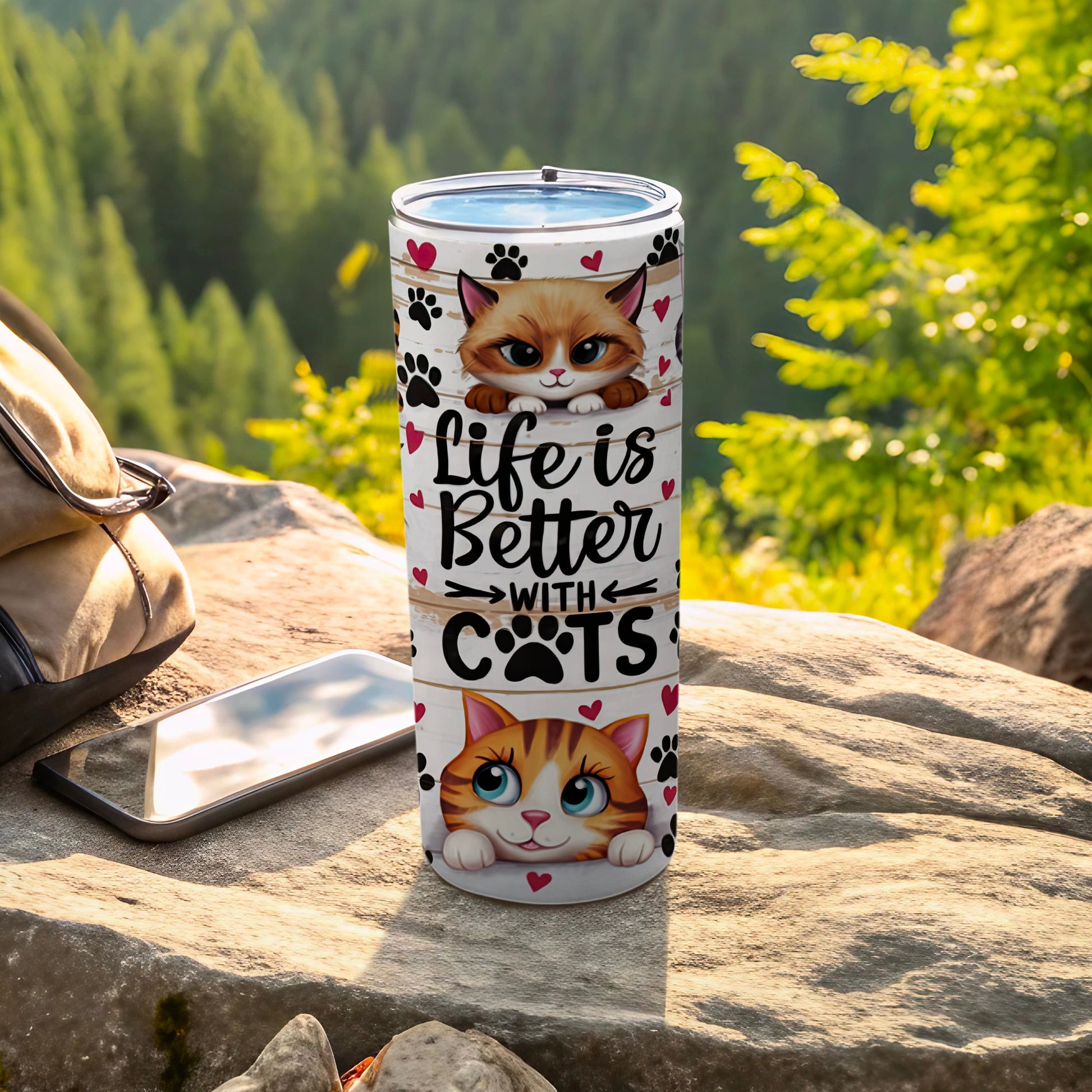 Life is Better WITH CATS cute kitty tumbler product type