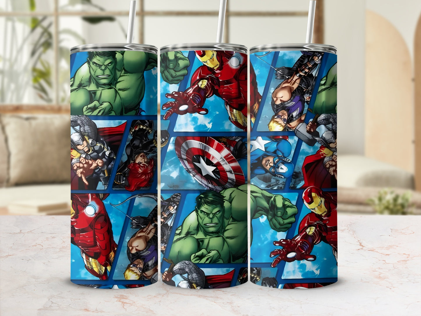 Superhero Themed Insulated Stainless Steel Tumbler