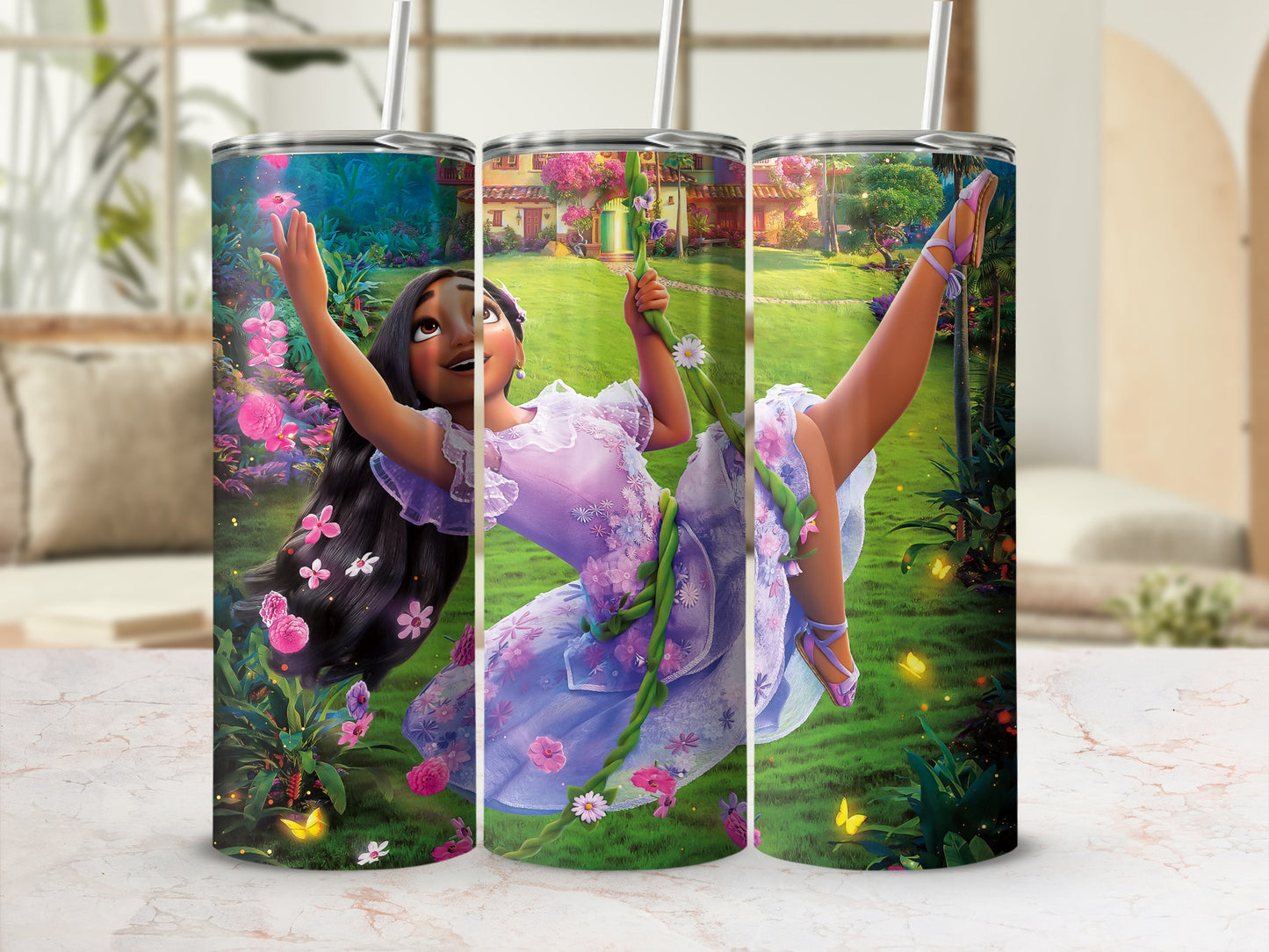 Animated Character in Garden Scene Tumbler Cup