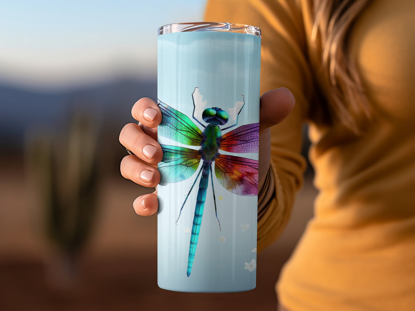 Colorful Dragonfly Design Insulated Tumbler Cup
