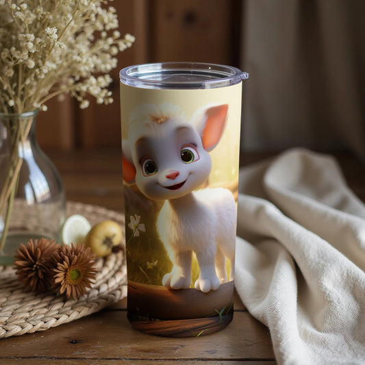 Adorable Young Lamb Illustration Travel Tumbler
