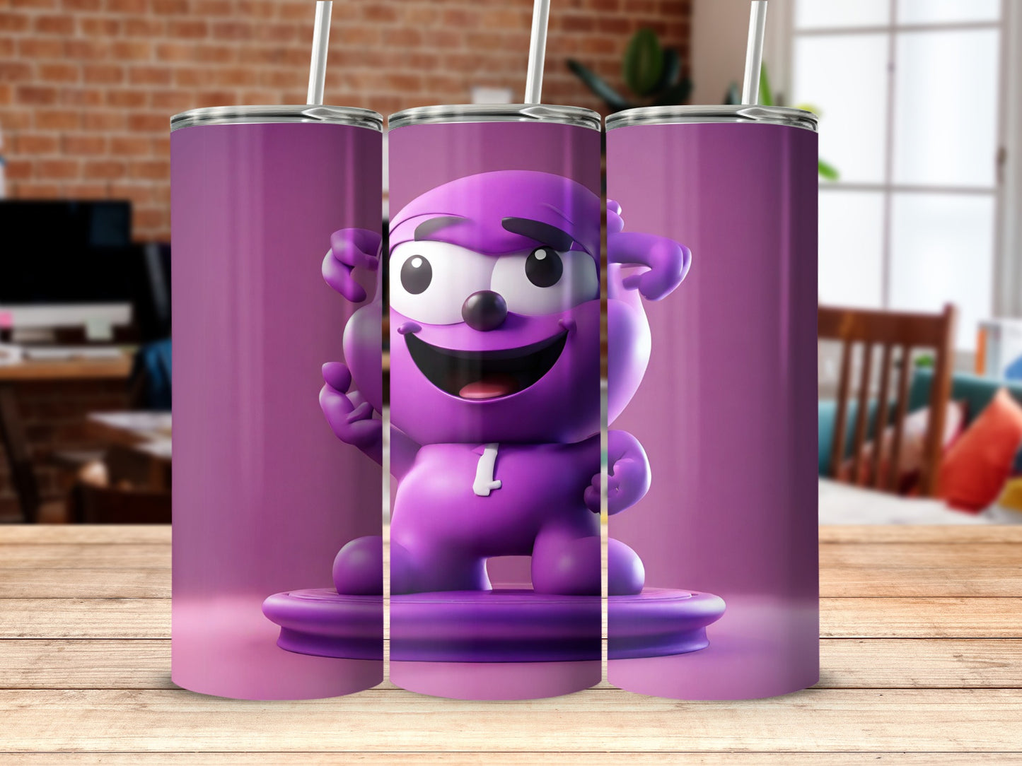 Cute Purple Character Design Tumbler for Kids