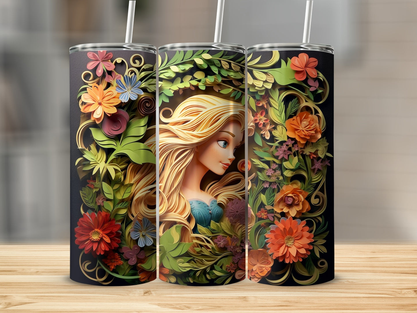 Colorful Floral Princess Design Insulated Tumbler Product