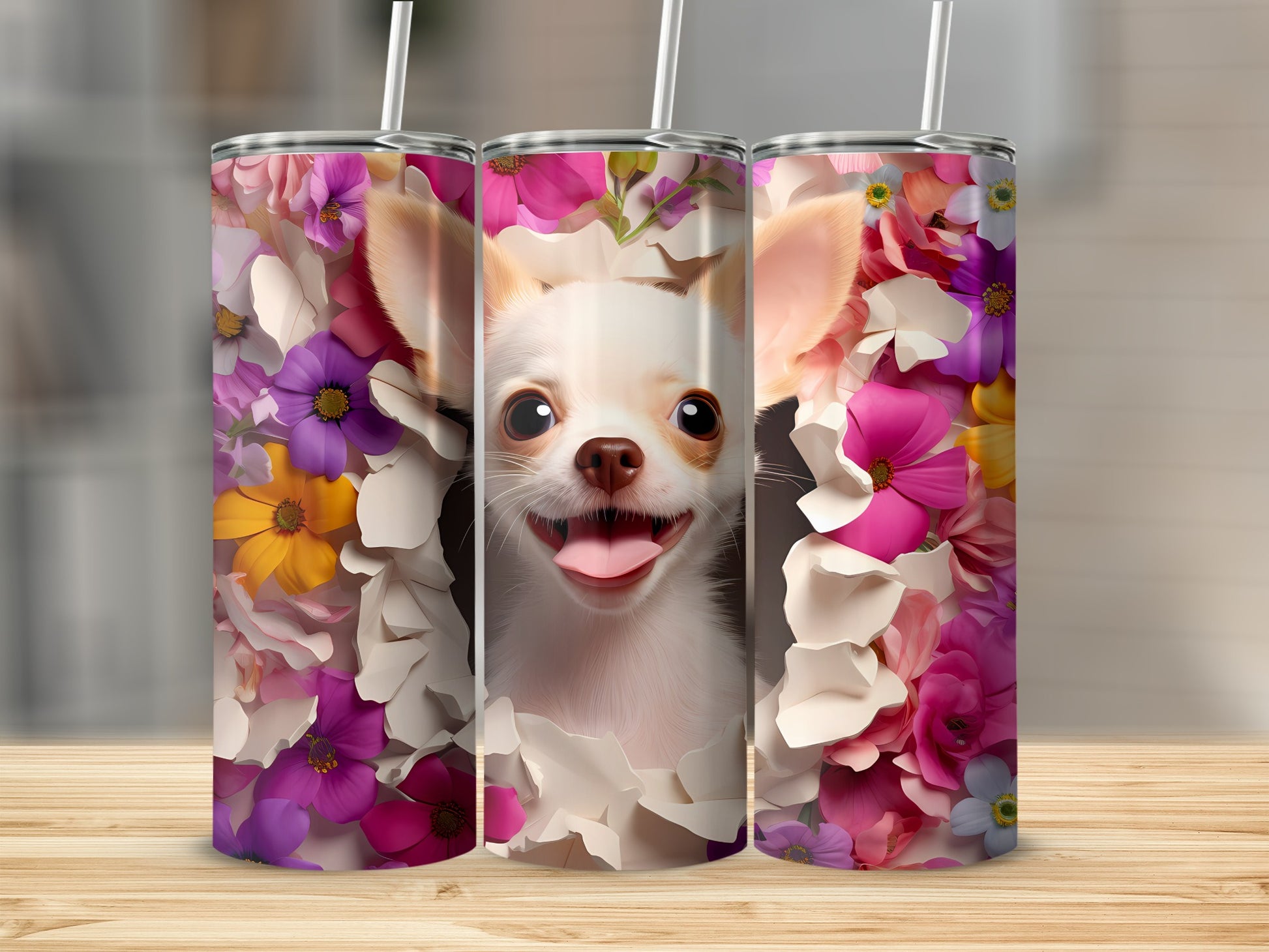 Happy Chihuahua Floral Delight Tumbler product type