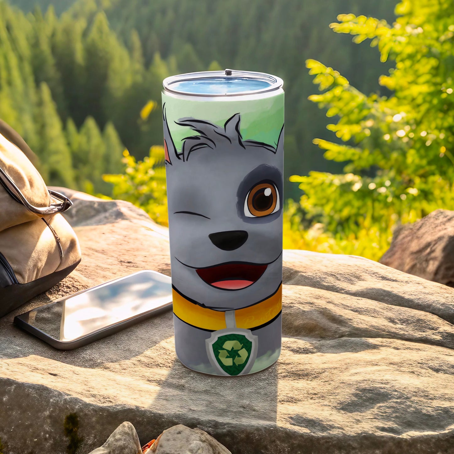 Winking Cartoon Dog Character Insulated Tumbler Cup