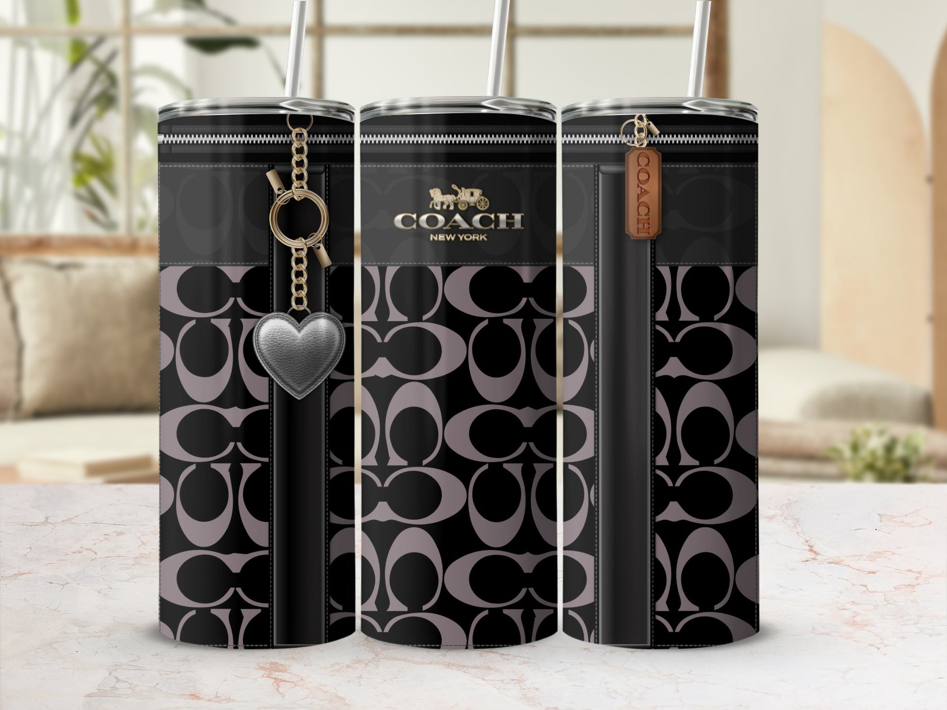 Stylish Designer Branded Tumblers with Heart Charm