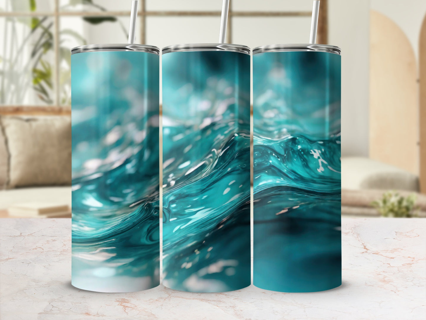 Dynamic Aqua Teal Water Waves Pattern product type