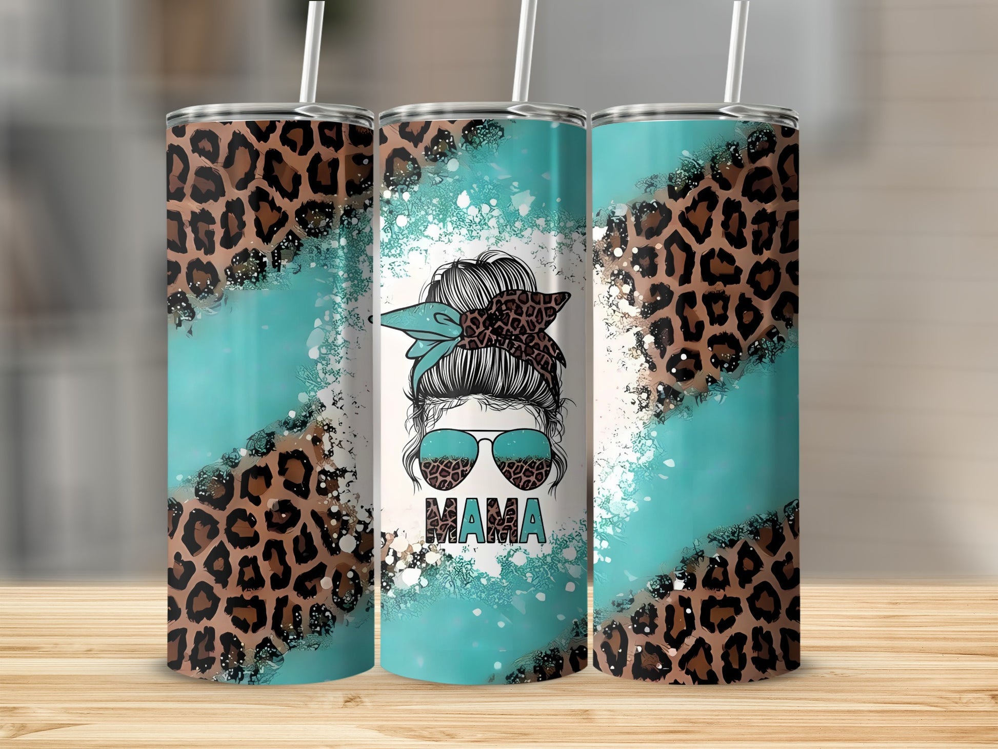 Trendy Leopard Print MAMA Design Tumbler Product