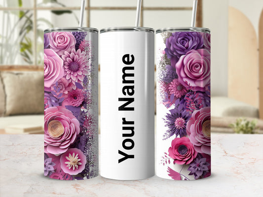 Personalized Floral Design Insulated Tumbler