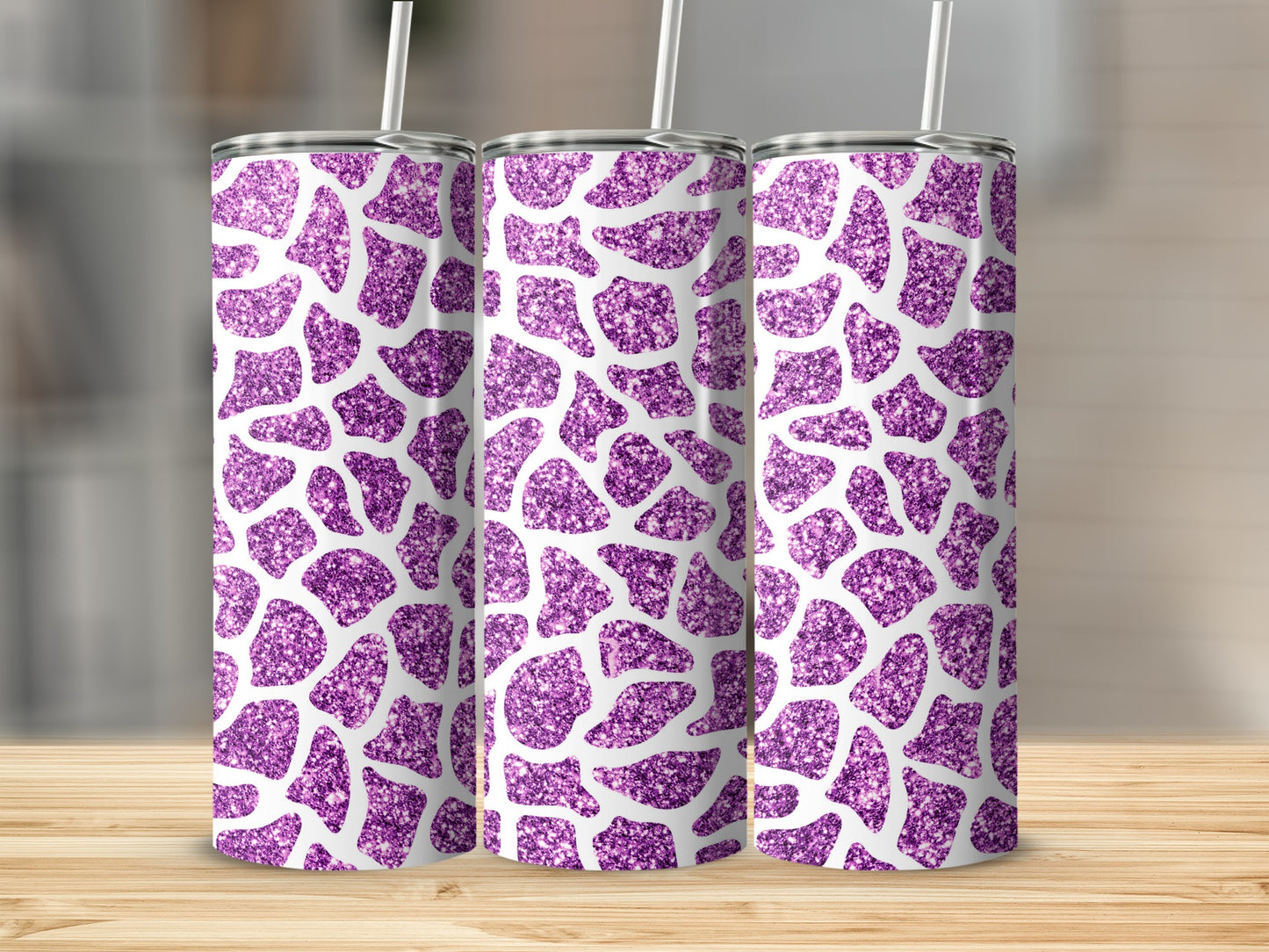 Sparkling Purple Glitter Print Insulated Tumbler