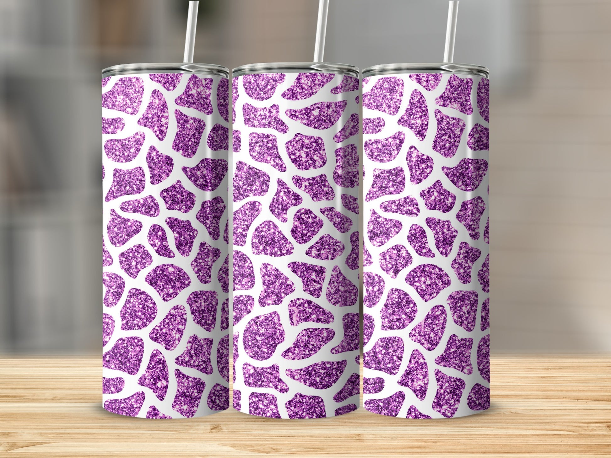 Sparkling Purple Glitter Print Insulated Tumbler