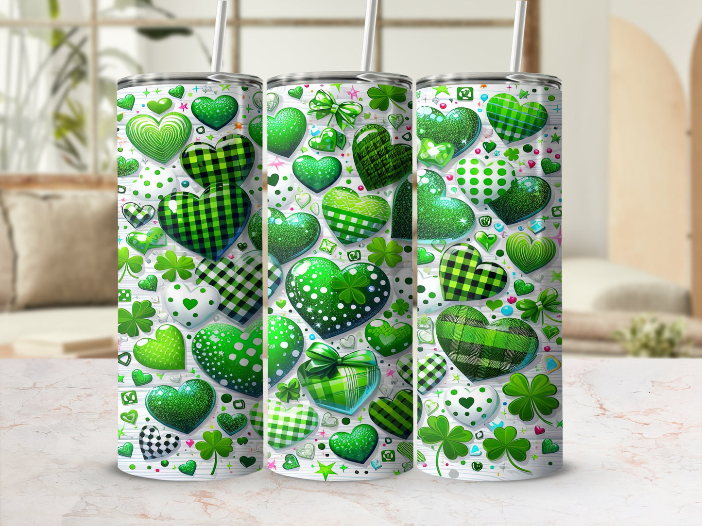 Green Plaid Hearts Shamrocks Polka Dot Pattern product type