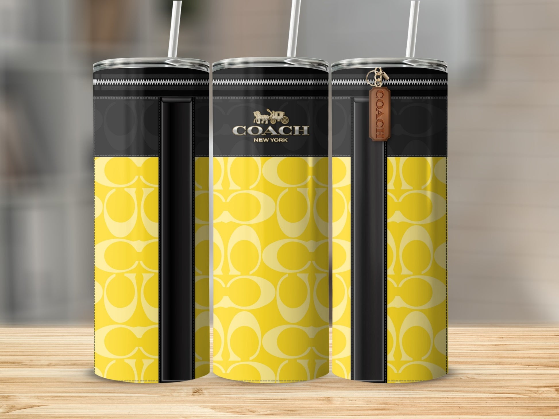 Yellow and Black Branded Design Tumbler Product