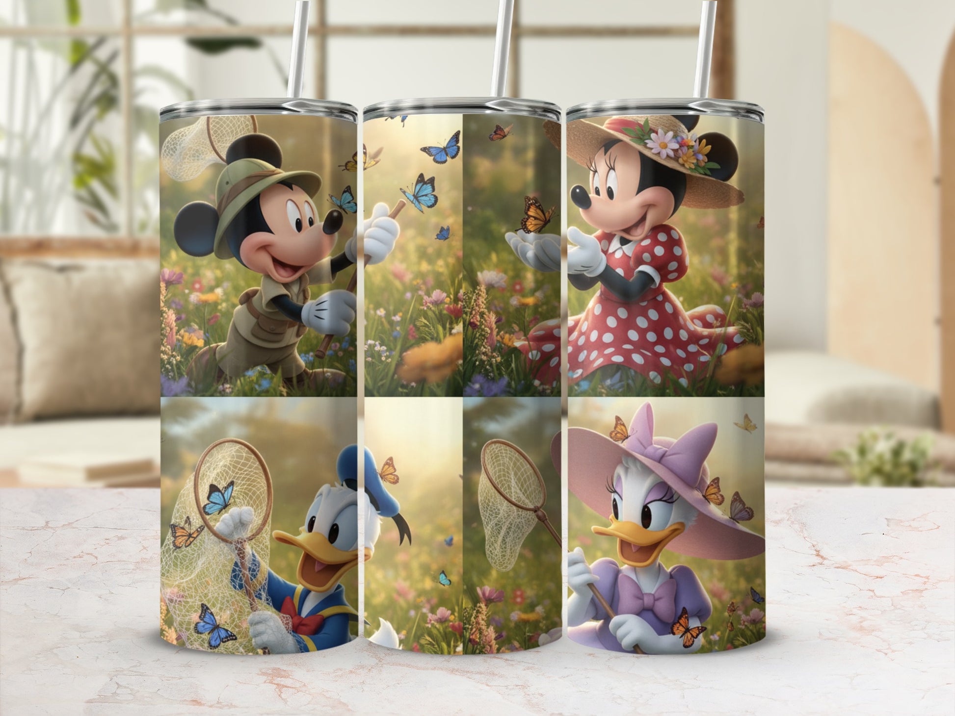 Disney Character Butterfly Catching Scene Tumbler