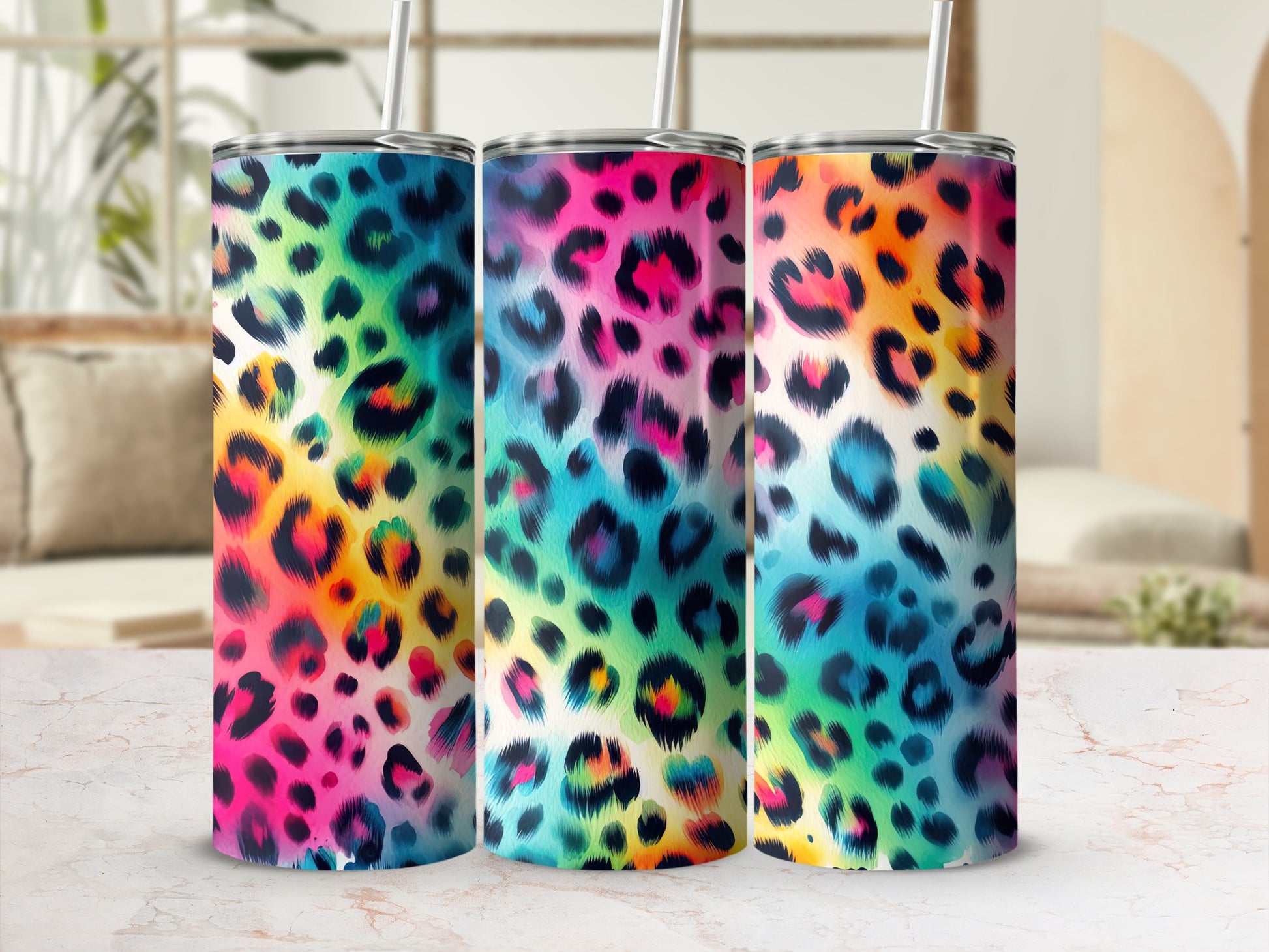 Vibrant Rainbow Leopard Spot Design Tumbler product type