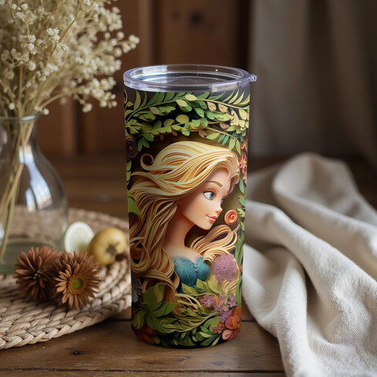 Beautifully Illustrated Floral Lady Travel Mug