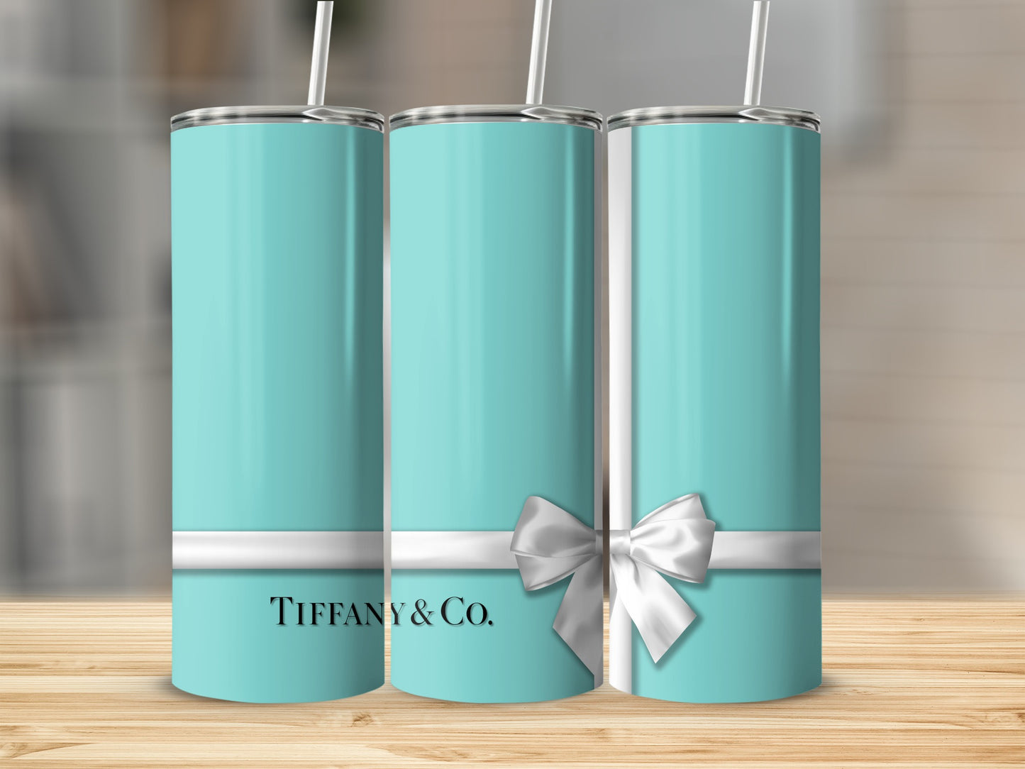 Elegant Tiffany Blue Tumbler with Bow Design