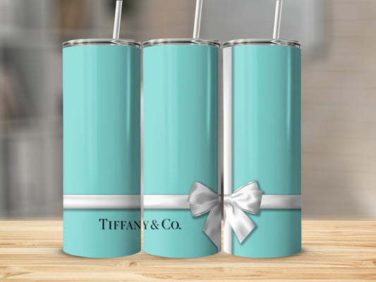 Elegant Tiffany Blue Tumbler with Bow Design