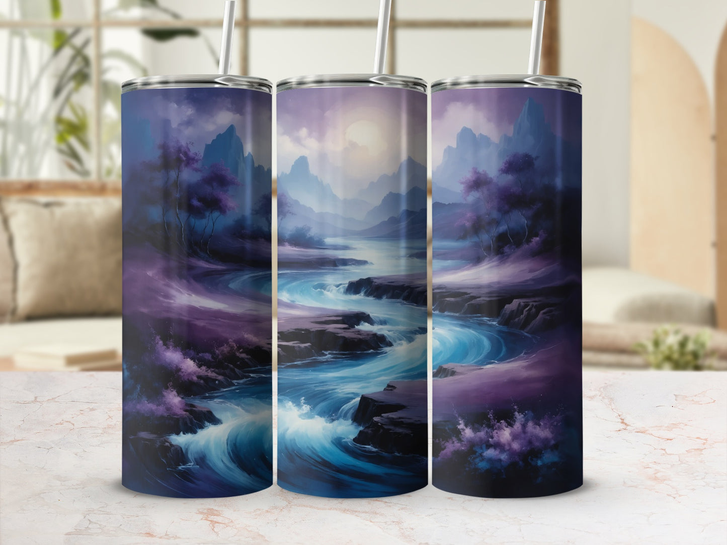Serene Mountain River Landscape Insulated Tumbler