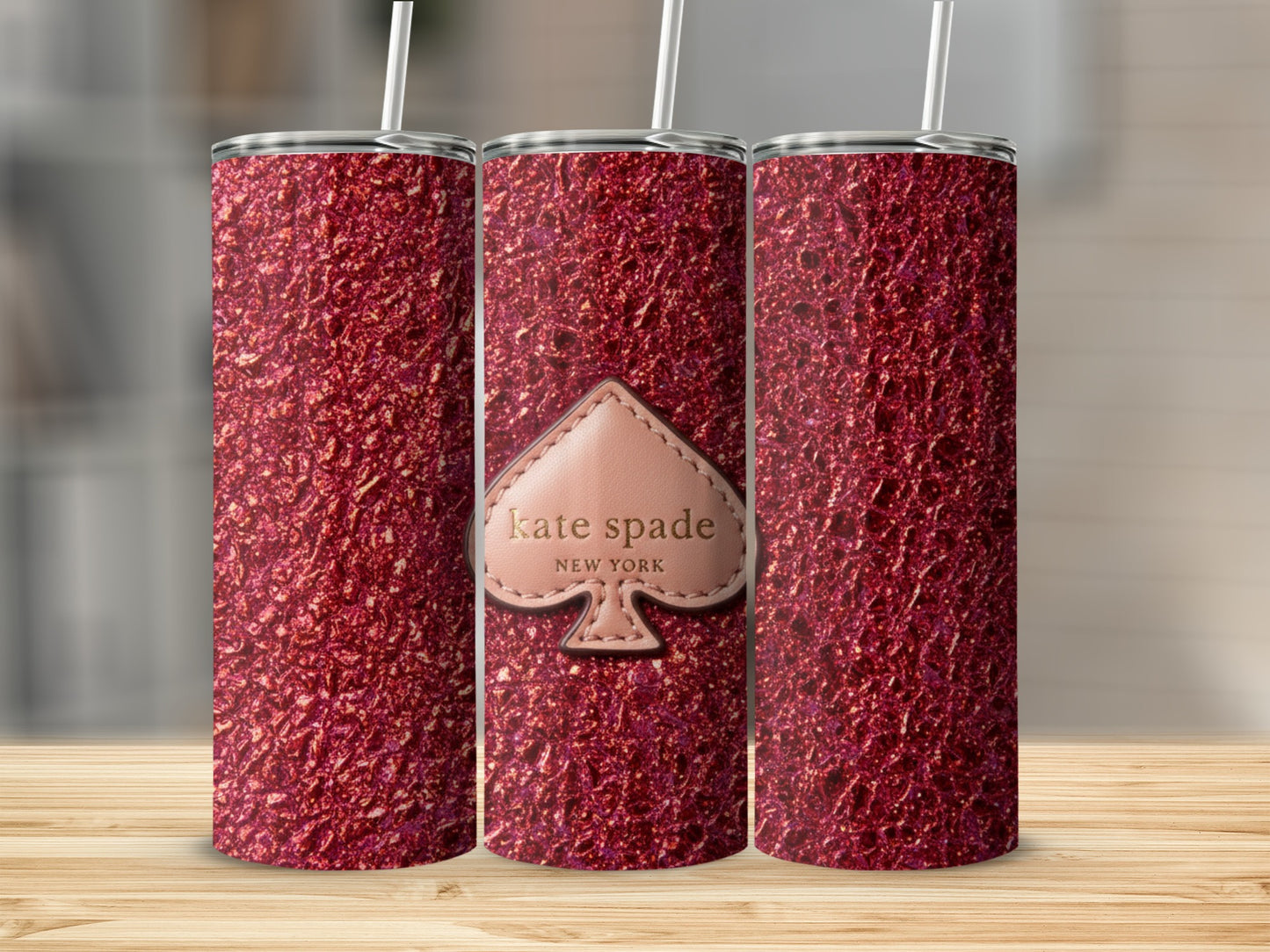 Inspired By Fabulous Kate Spade New York Red Patterned Background Tumblers