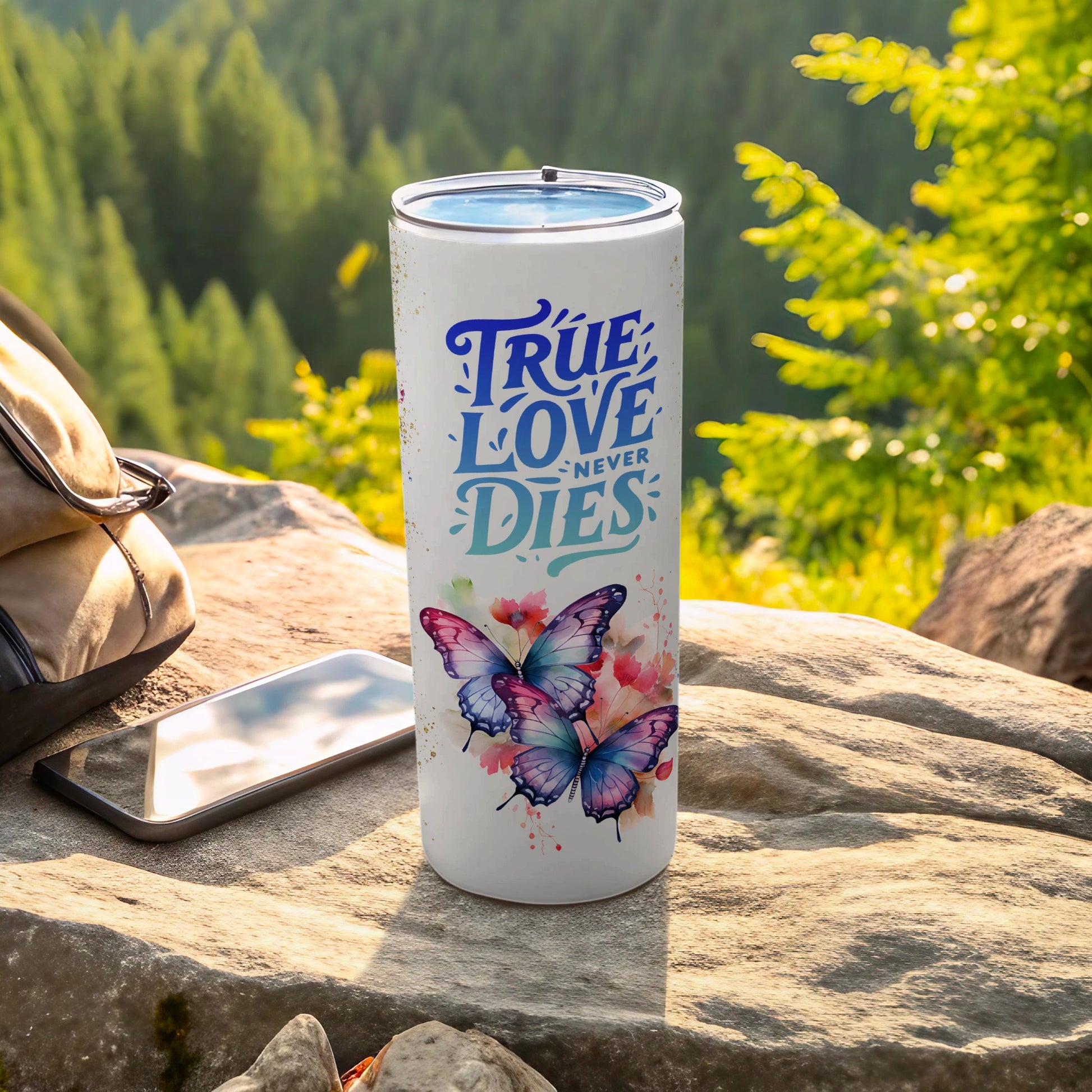 True Love Never Dies Butterfly Design Tumbler