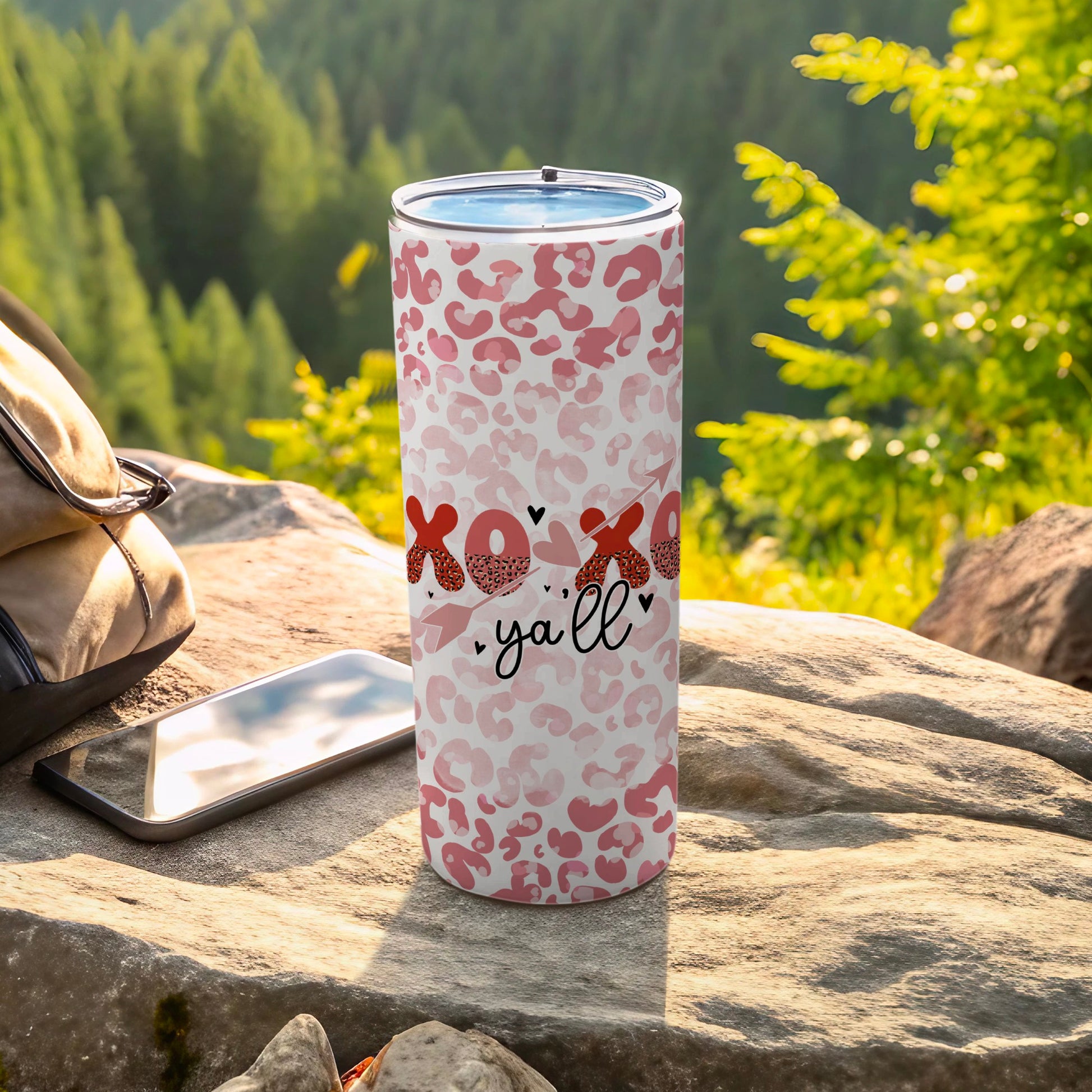 Pink Leopard XOXO Y'all Tumbler for Your Outdoor Adventures