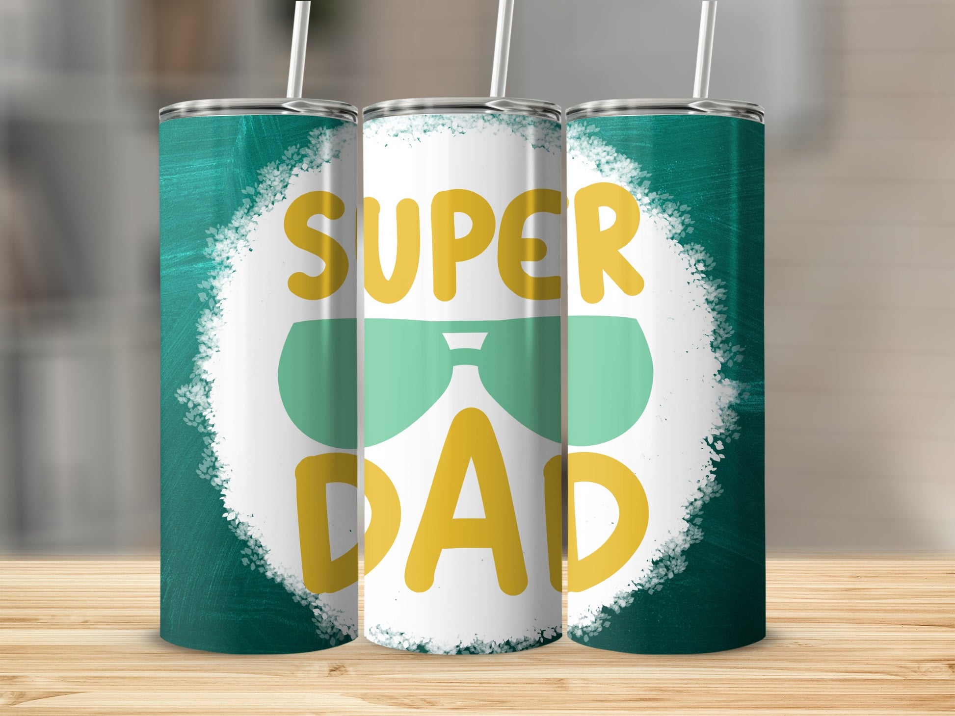 Super Dad Green and White Tumbler Travel Mug
