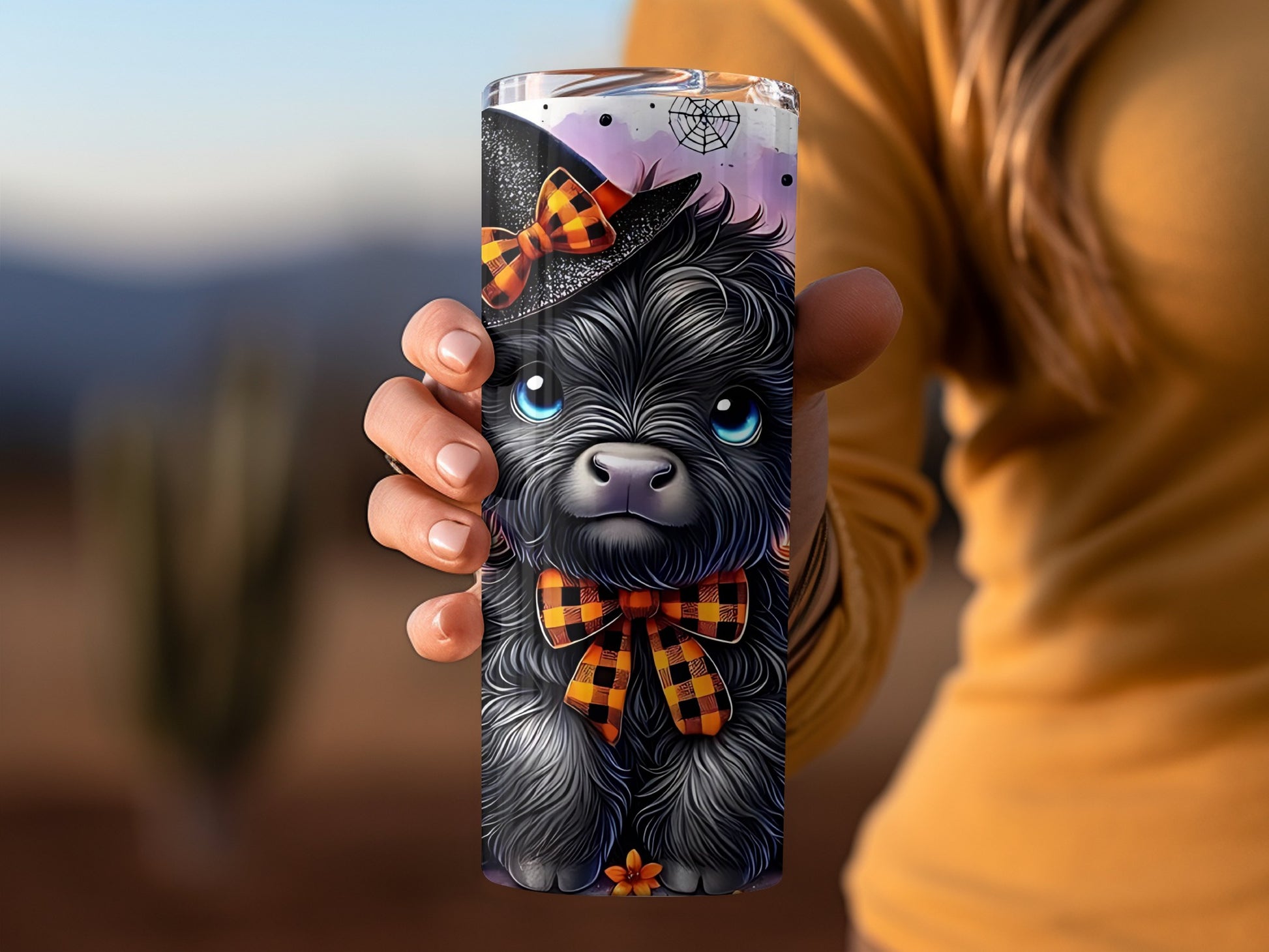 Cute Halloween Puppy with Hat and Bow Design Tumbler