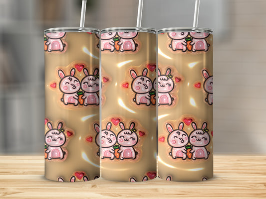 Cute Bunny and Heart Design Skinny Tumbler Product