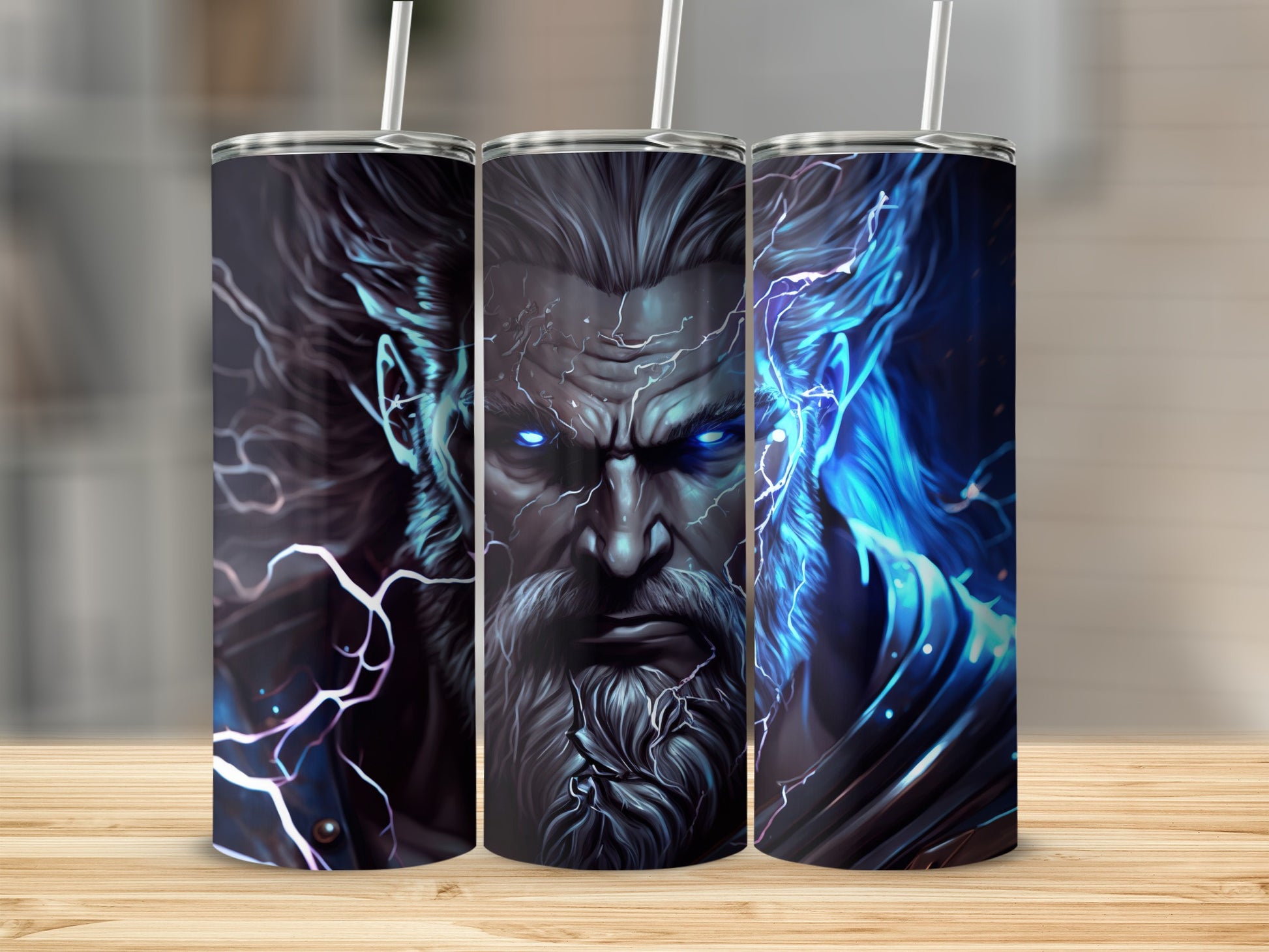Lightning Zeus Art Design Stainless Steel Tumbler