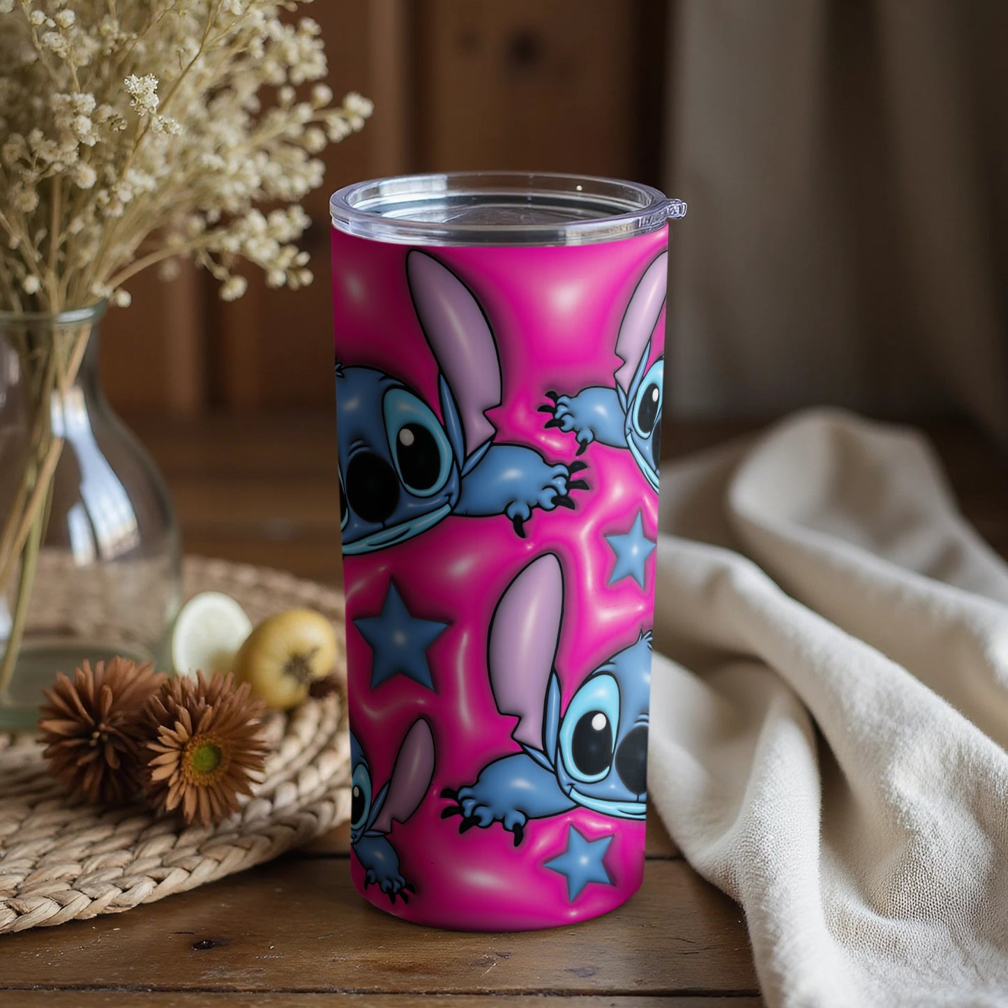 Cute Cartoon Alien Design on Pink Tumbler Product