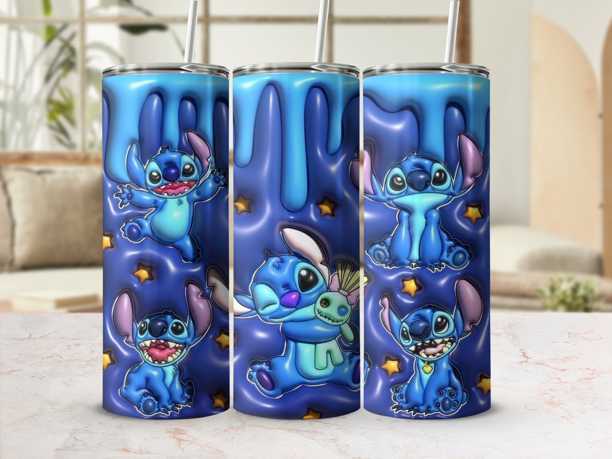 Cute Blue Alien Character Tumbler for Kids and Adults