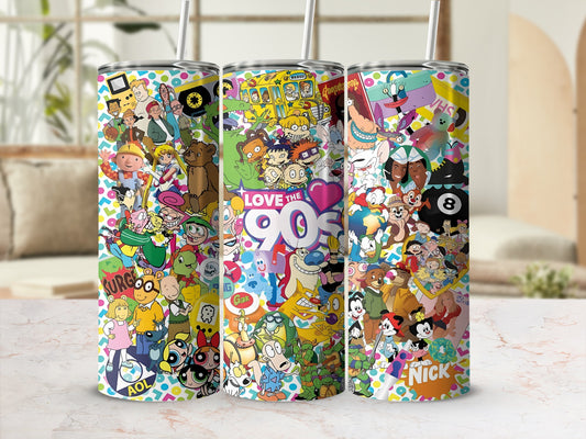 Retro 90s Cartoon Characters Art Insulated Tumbler