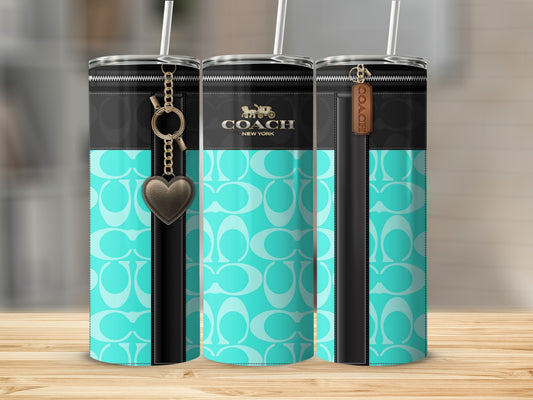 Stylish Blue and Black Coach Design Tumbler Cup