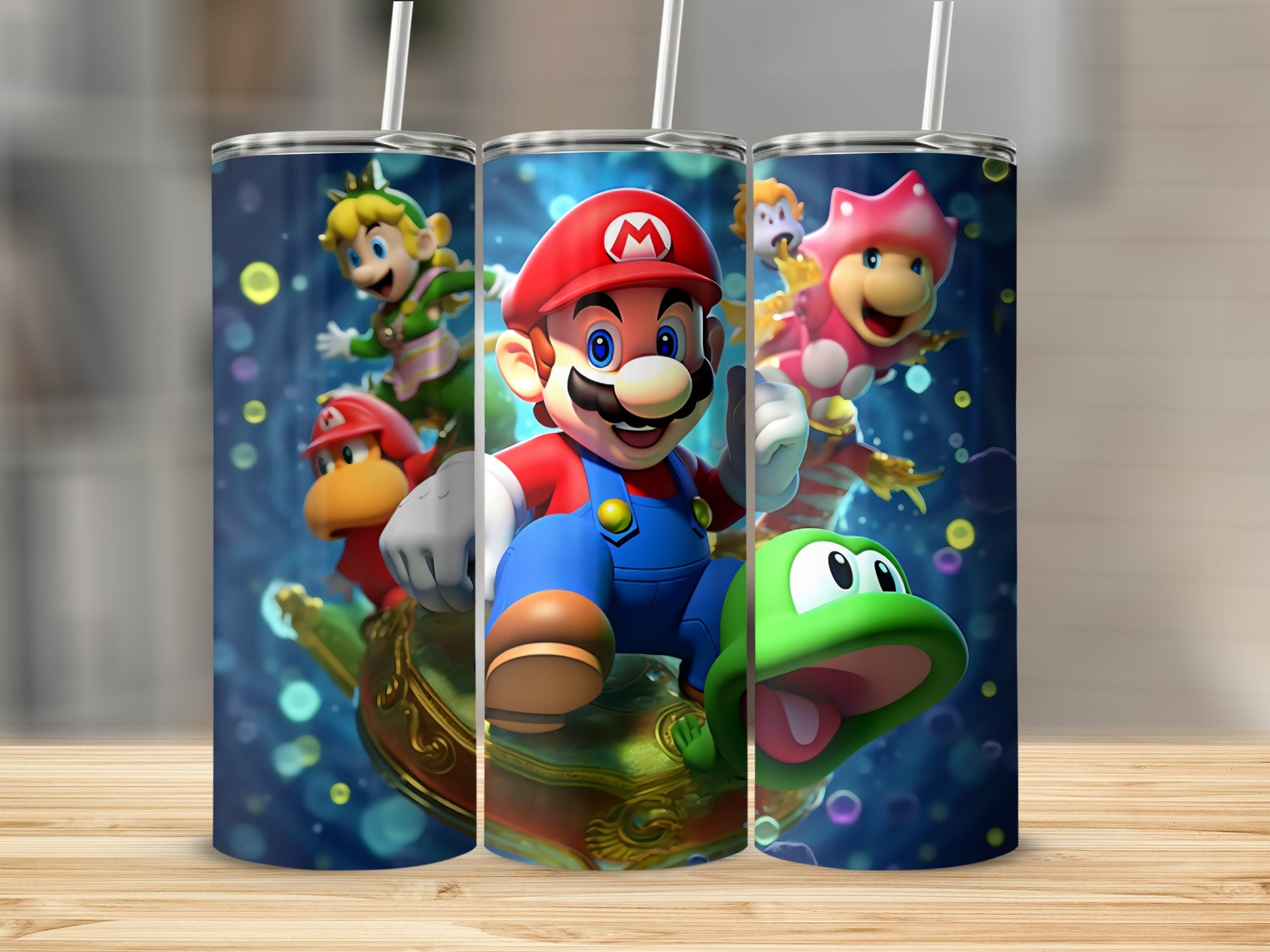 Colorful Super Mario Characters Themed Tumbler