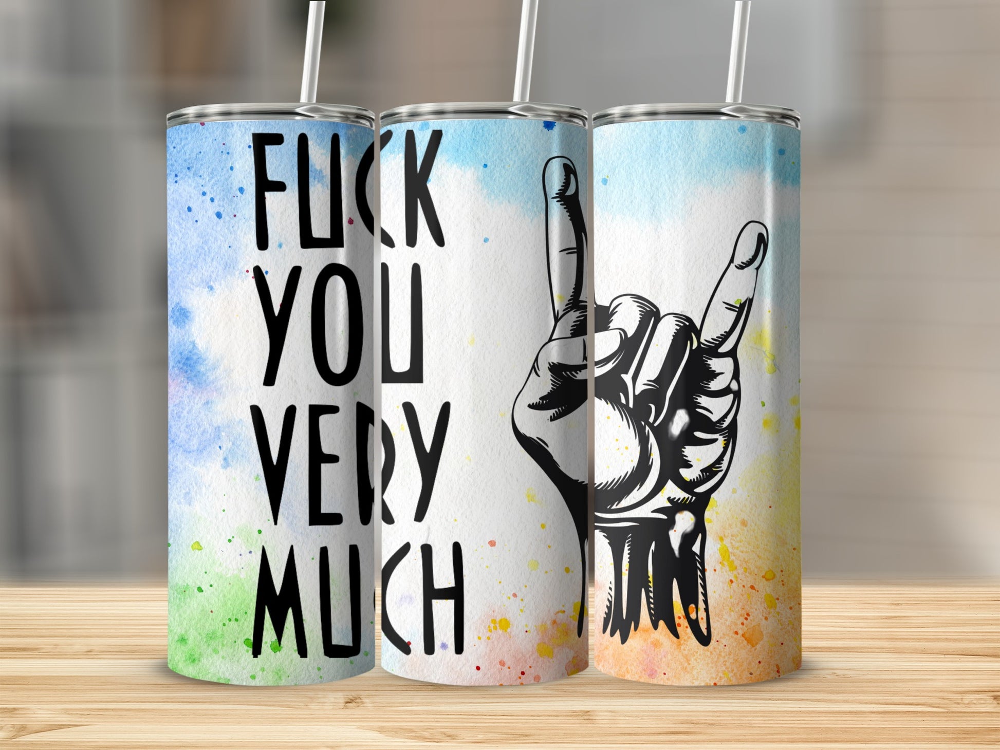 Fuck You Very Much and Hand Gesture Waterproof Tumblers