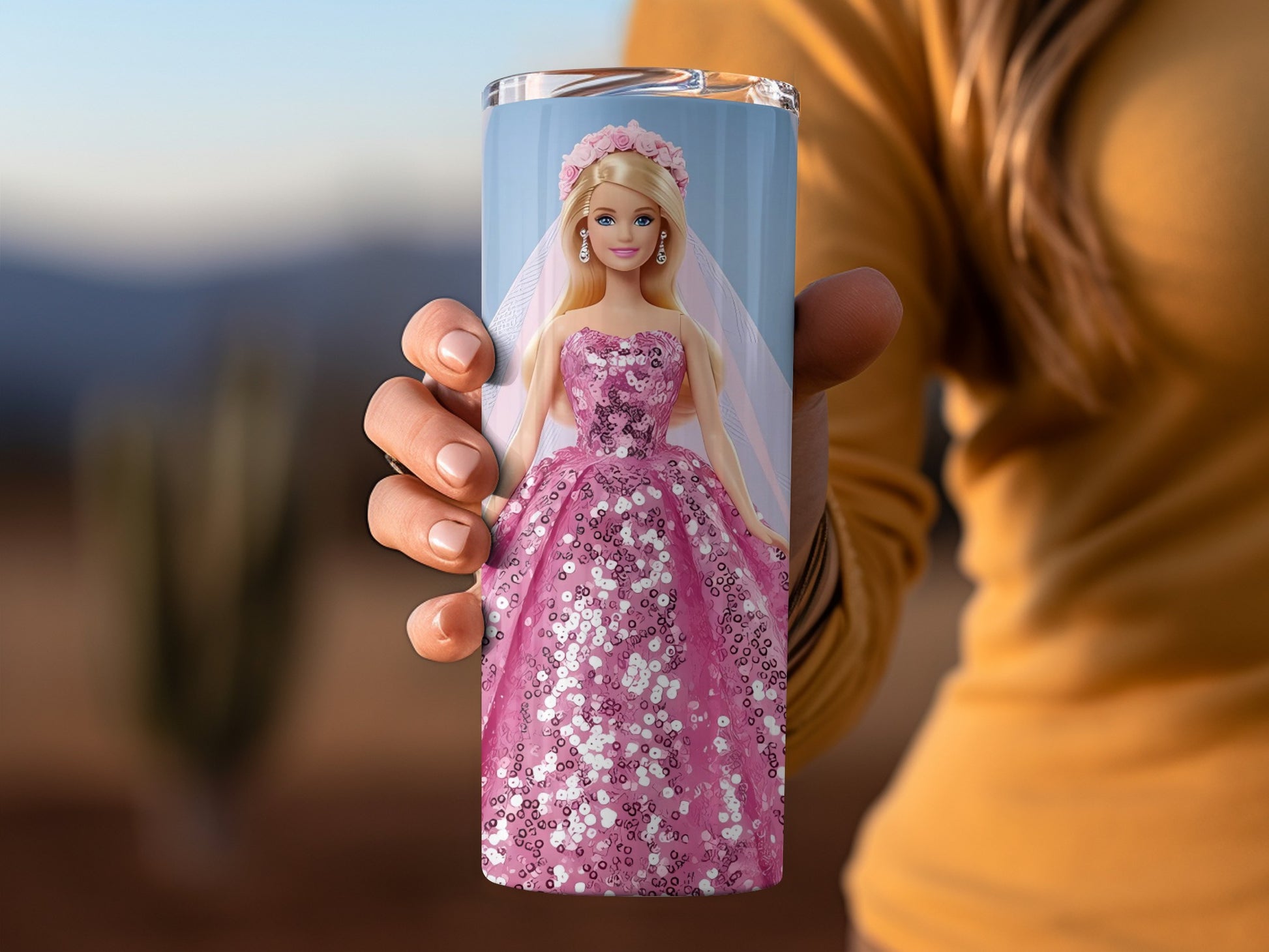 Pink Sparkly Princess Graphic Tumbler 20 oz