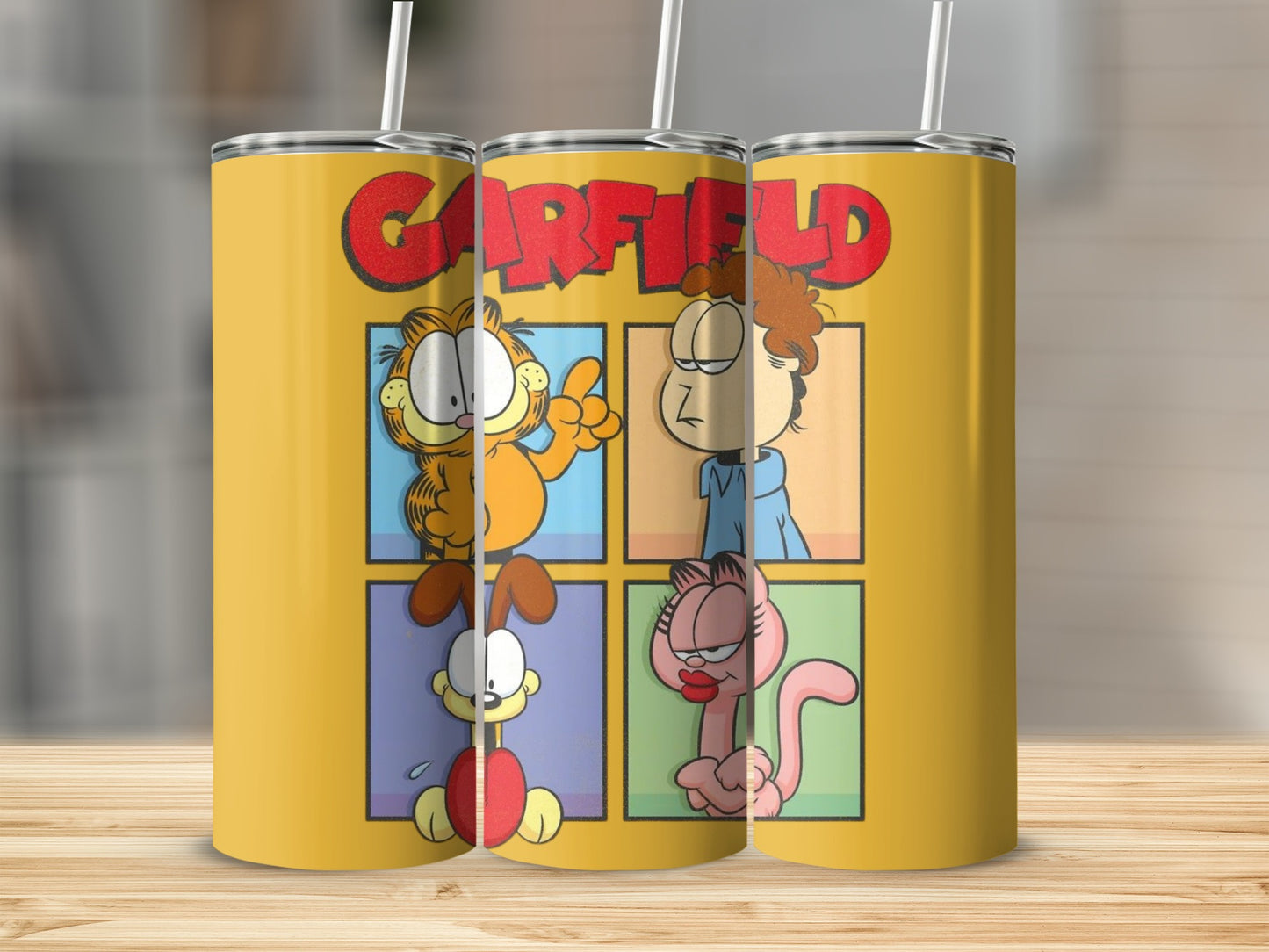 Garfield Cartoon Character Yellow Tumbler Drinkware