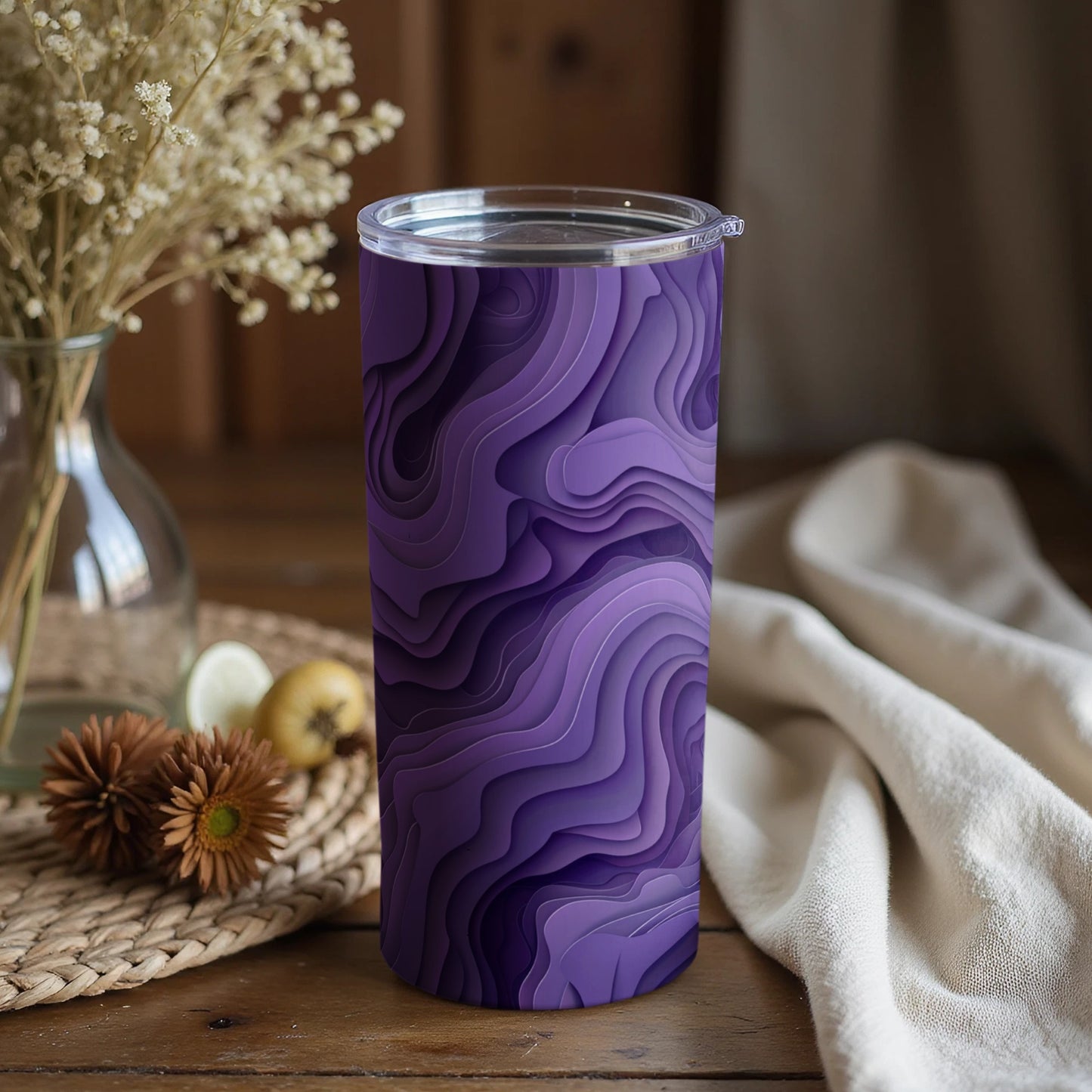 Elegant Purple Topographic Patterned Tumbler