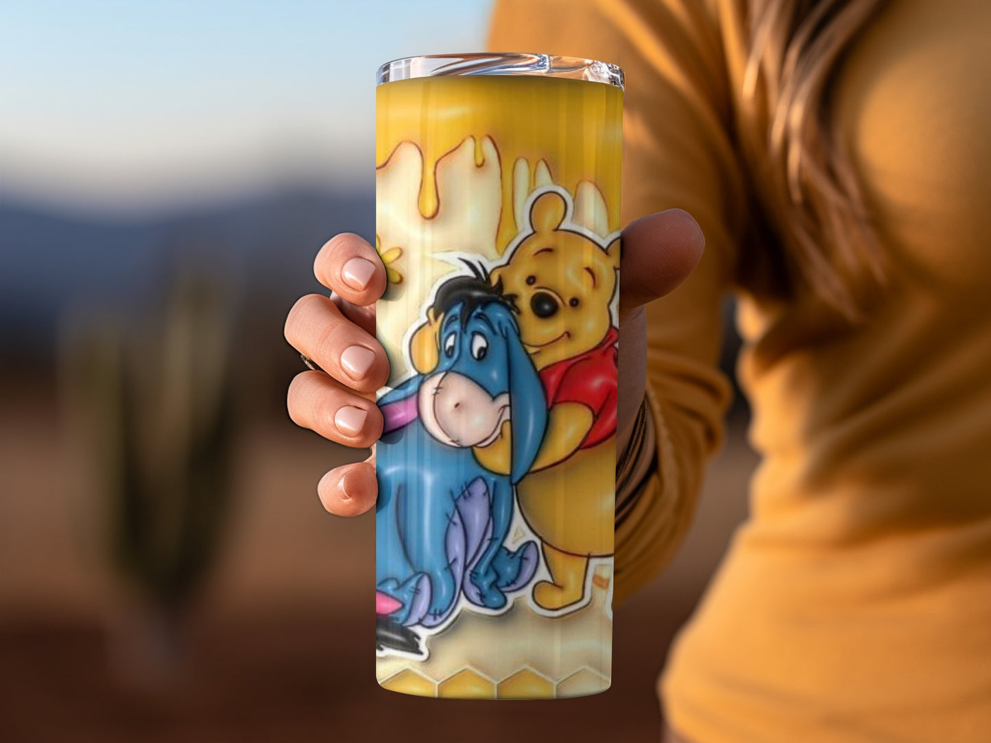 Winnie the Pooh and Eeyore Best Friends Honeycomb Flowers Tumblers
