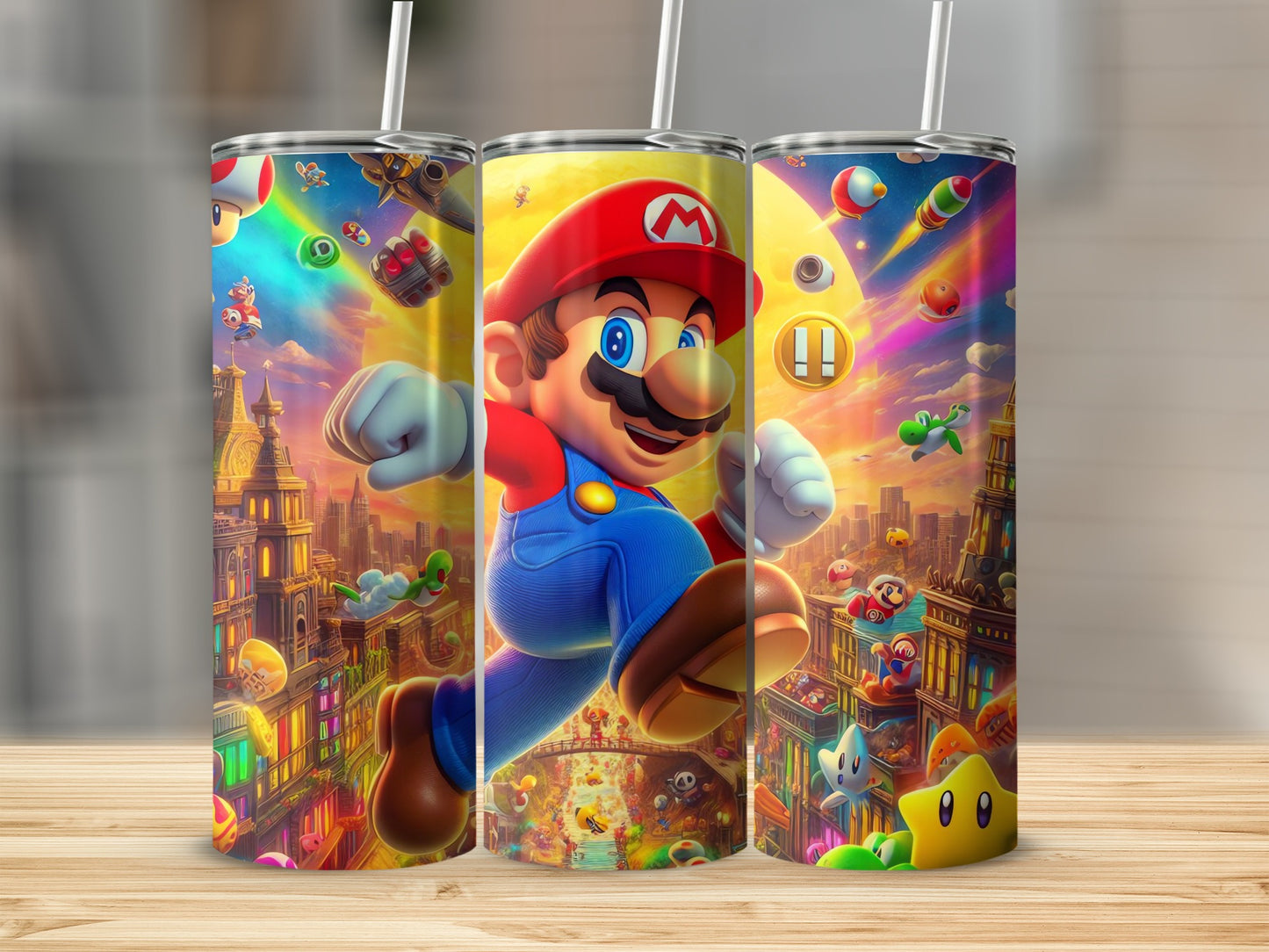 Colorful Super Mario Adventure Scene Tumbler