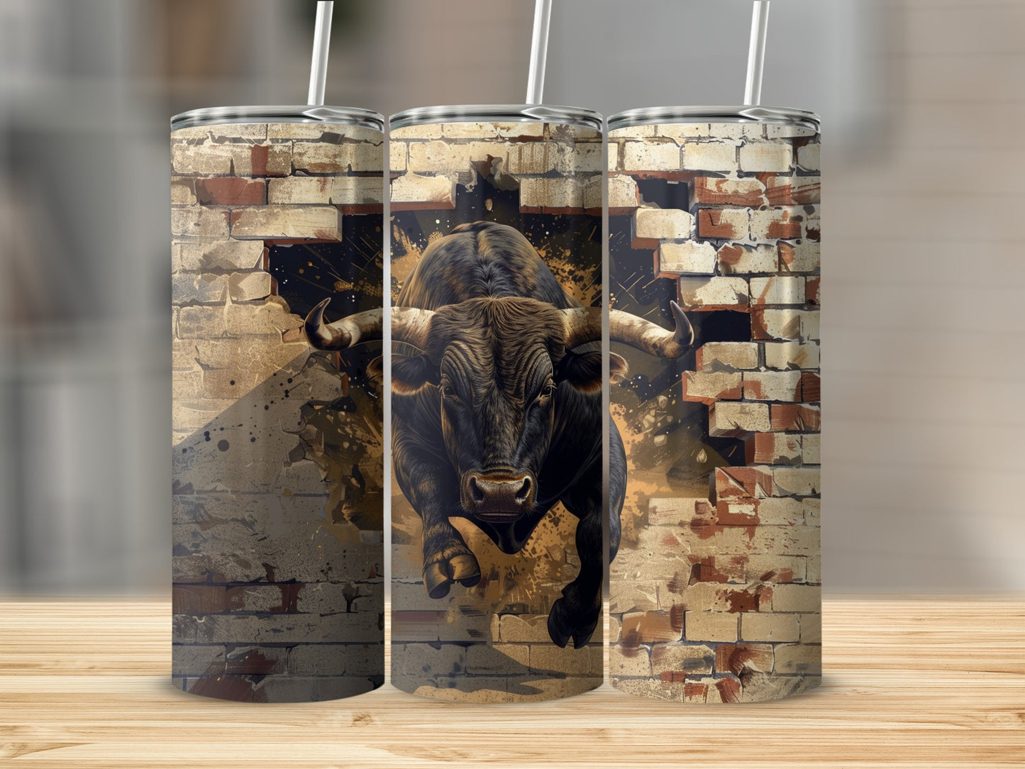 Charging Bull Bursting Brick Wall Tumbler product type