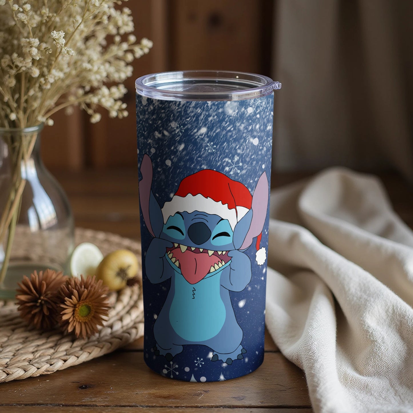 Christmas-Themed Tumbler with Cute Character Design