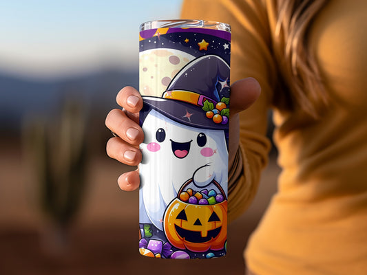 Spooky Cute Ghost Halloween Themed Tumbler Cup Product