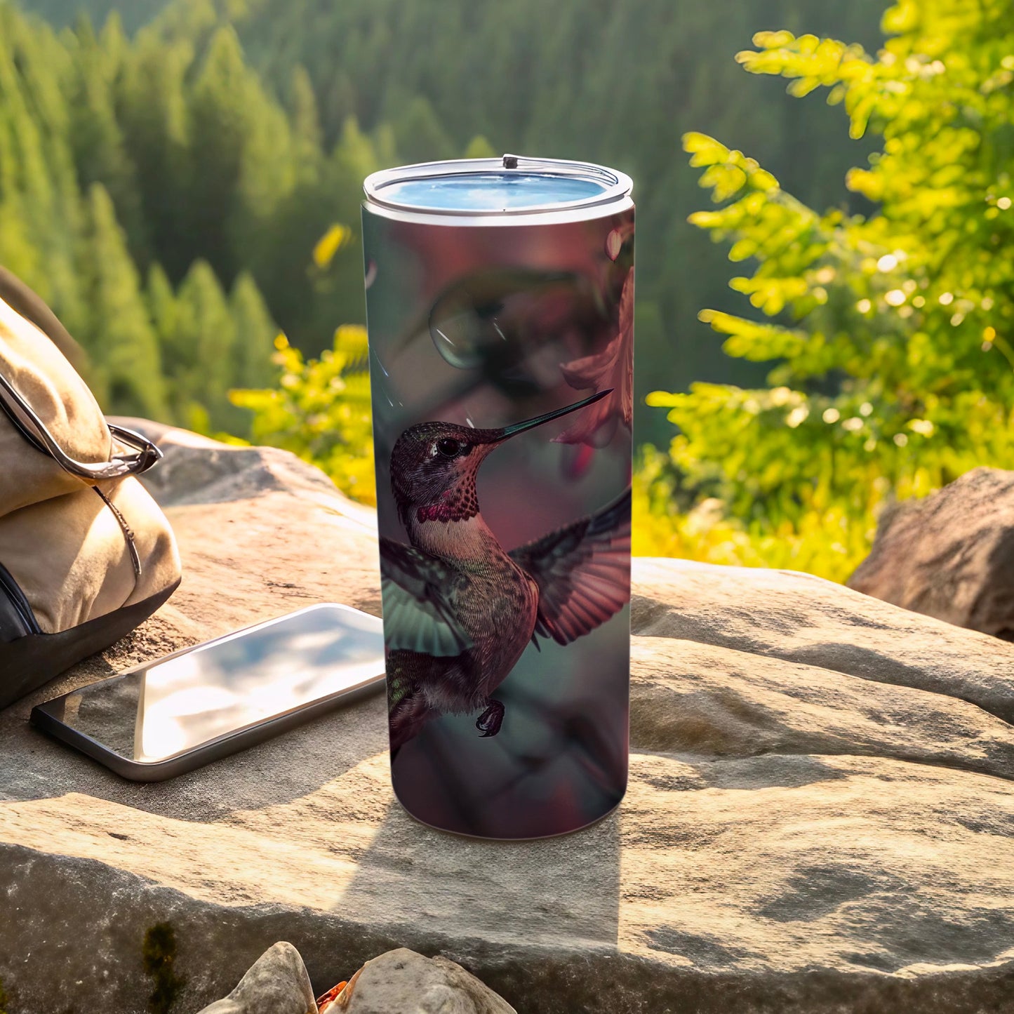 Vibrant Hummingbird Design Bird Tumbler product type
Tumbler, Drinkware, Hummingbird, Bird, Nature, Wildlife, Floral, Outdoor, Travel, Vibrant, Colorful, Unique, Gift, Animal print, Flying bird, Forest background, Mountain scene, Bird lover, Custom print, Beverage holder