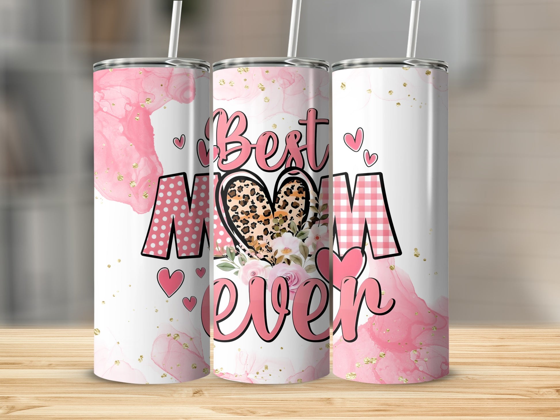 Best Mom Ever Hearts Leopard Print Tumbler product