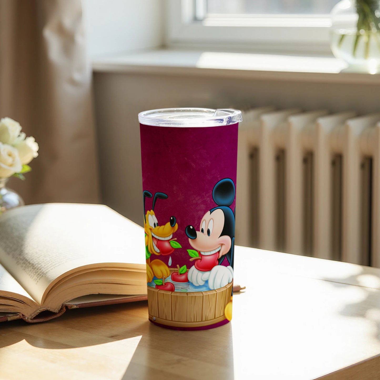 Fun Cartoon Characters on Purple Tumbler Cup