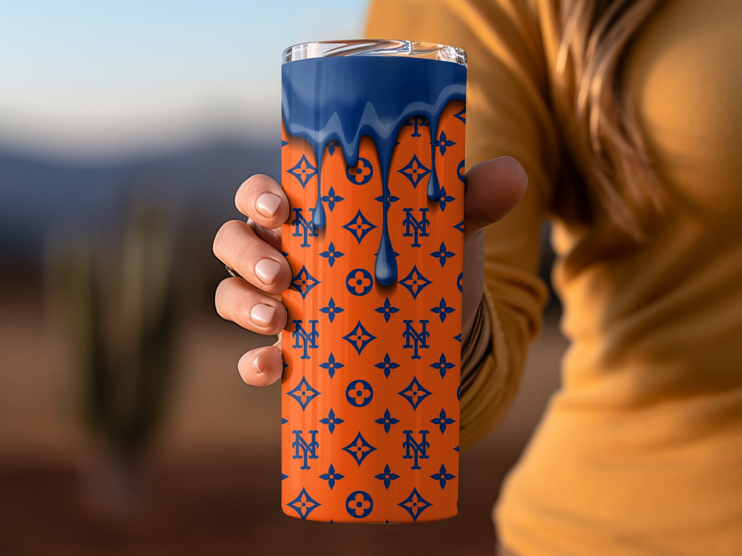 Mets LV Style Drip Pattern Orange Design Style Tumblers