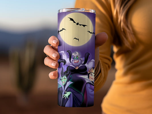 Halloween Villains Under Moon Night Tumbler Cup