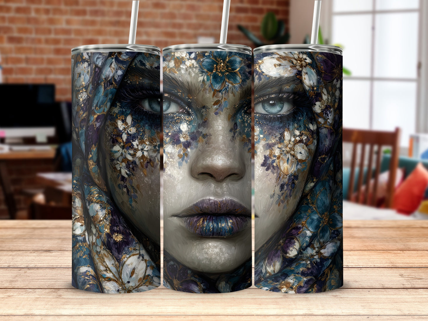Mesmerizing Floral Face Design Tumbler